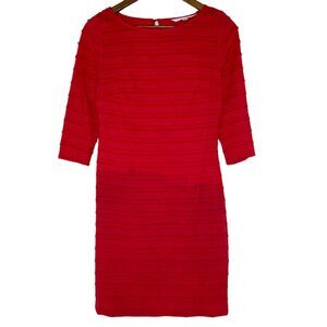 Trina Turk Red  3/4 Sleeve Round Neck Dress Size 4 Women’s